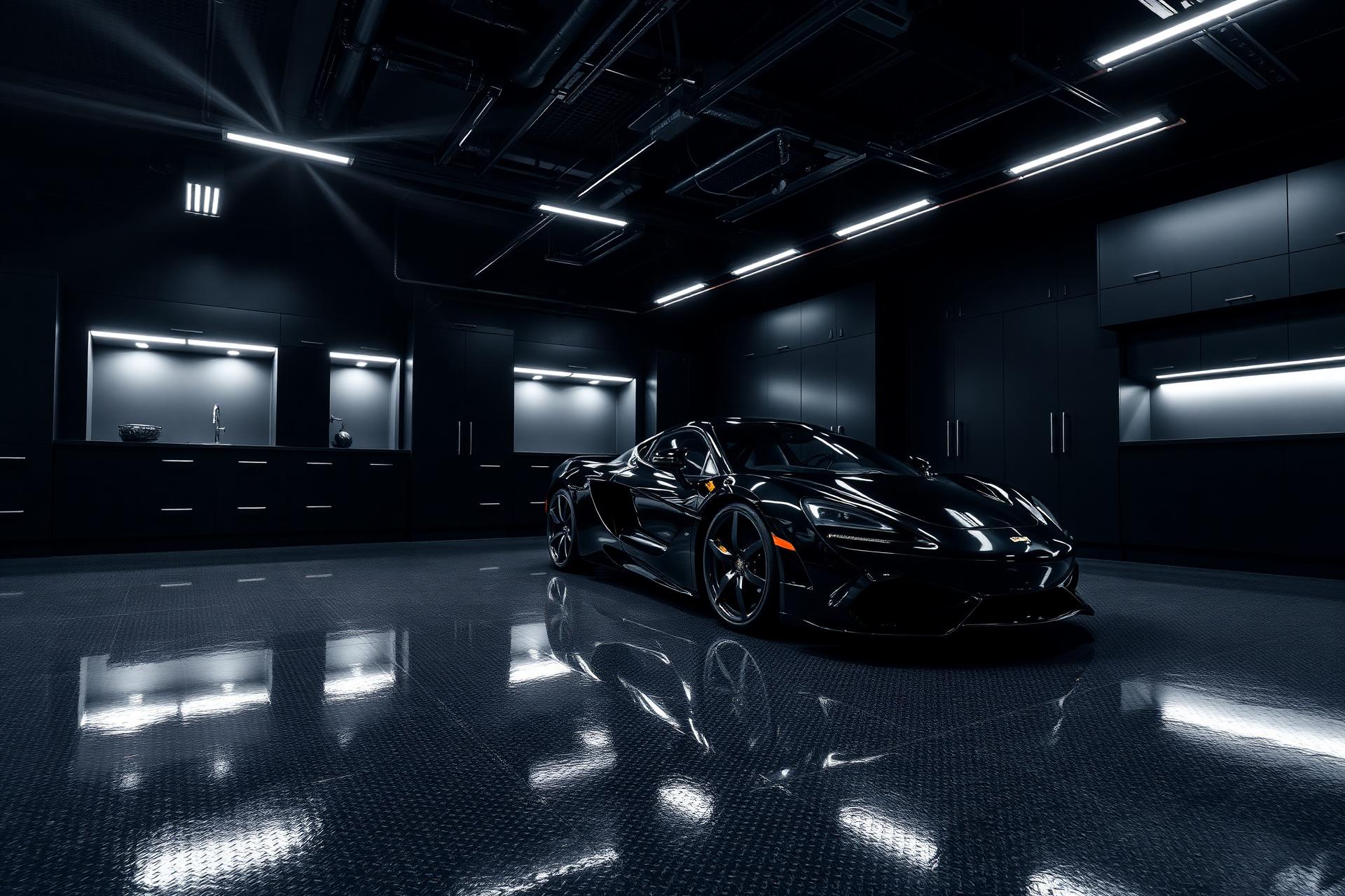 Luxury garage with premium epoxy floor